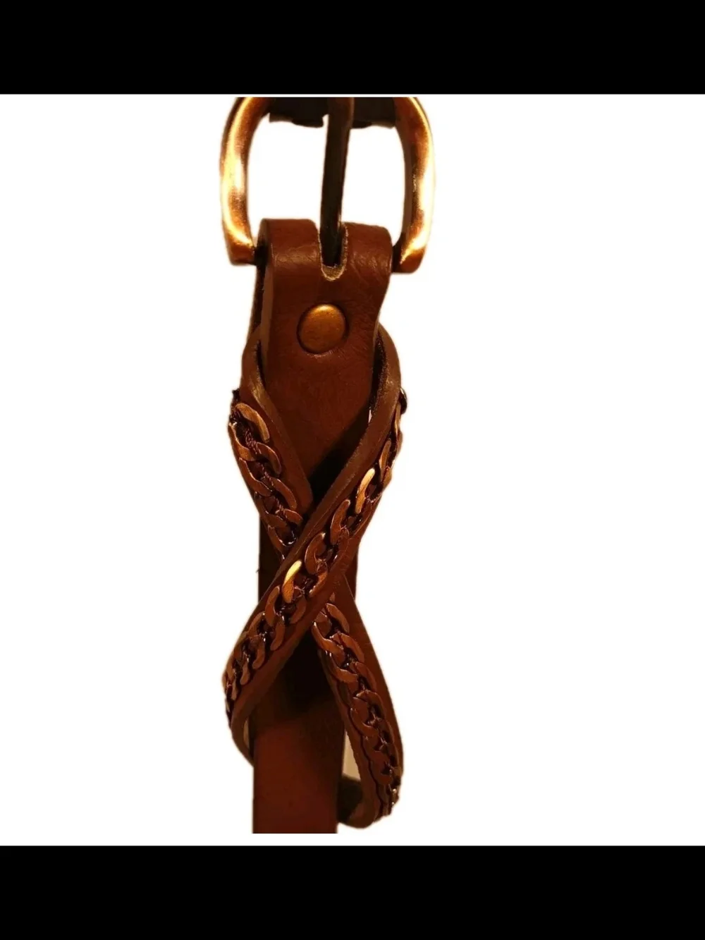 BKE brand Brown Leather Wrap Belt with Weave Accent